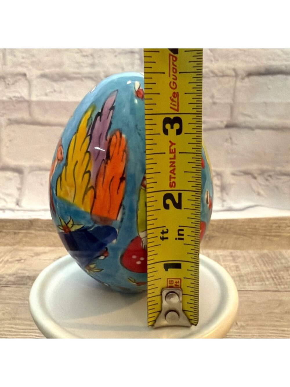 Blue Ceramic Egg Hand Painted Grand Bazaar Turkey Istanbul Folk Art Pottery VTG - Picture 7 of 13